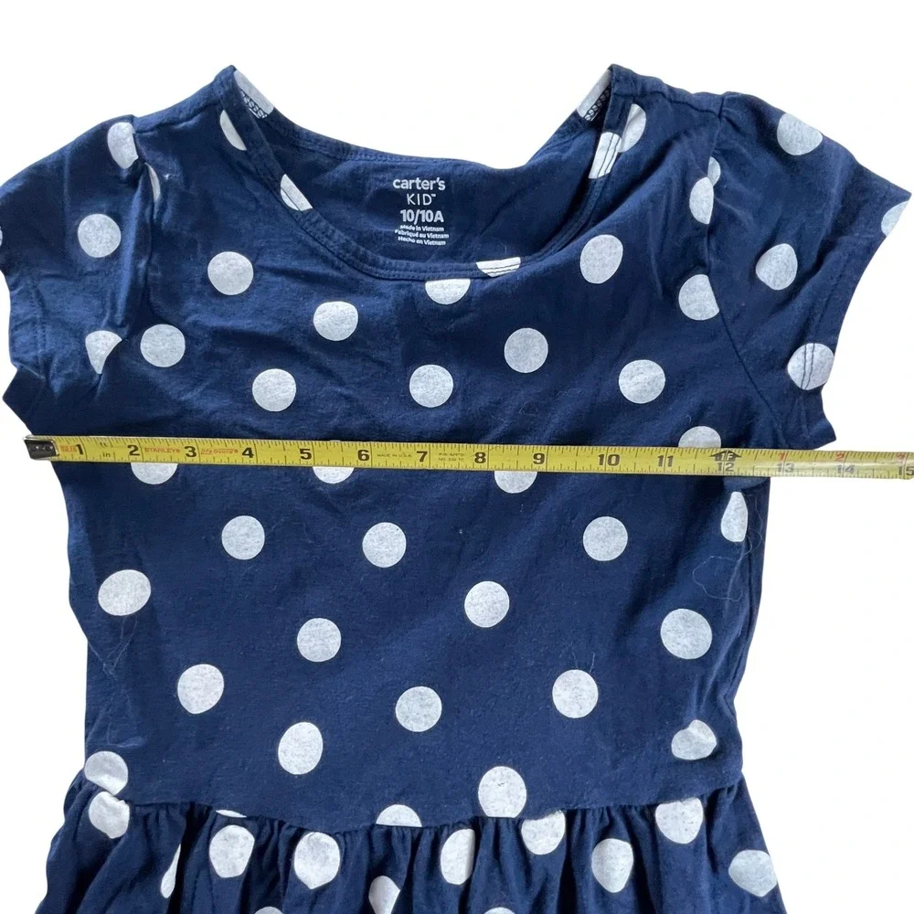Carter's Girls Dress Bundle Size 10 Navy Polka Dot Floral Cotton Short Sleeve